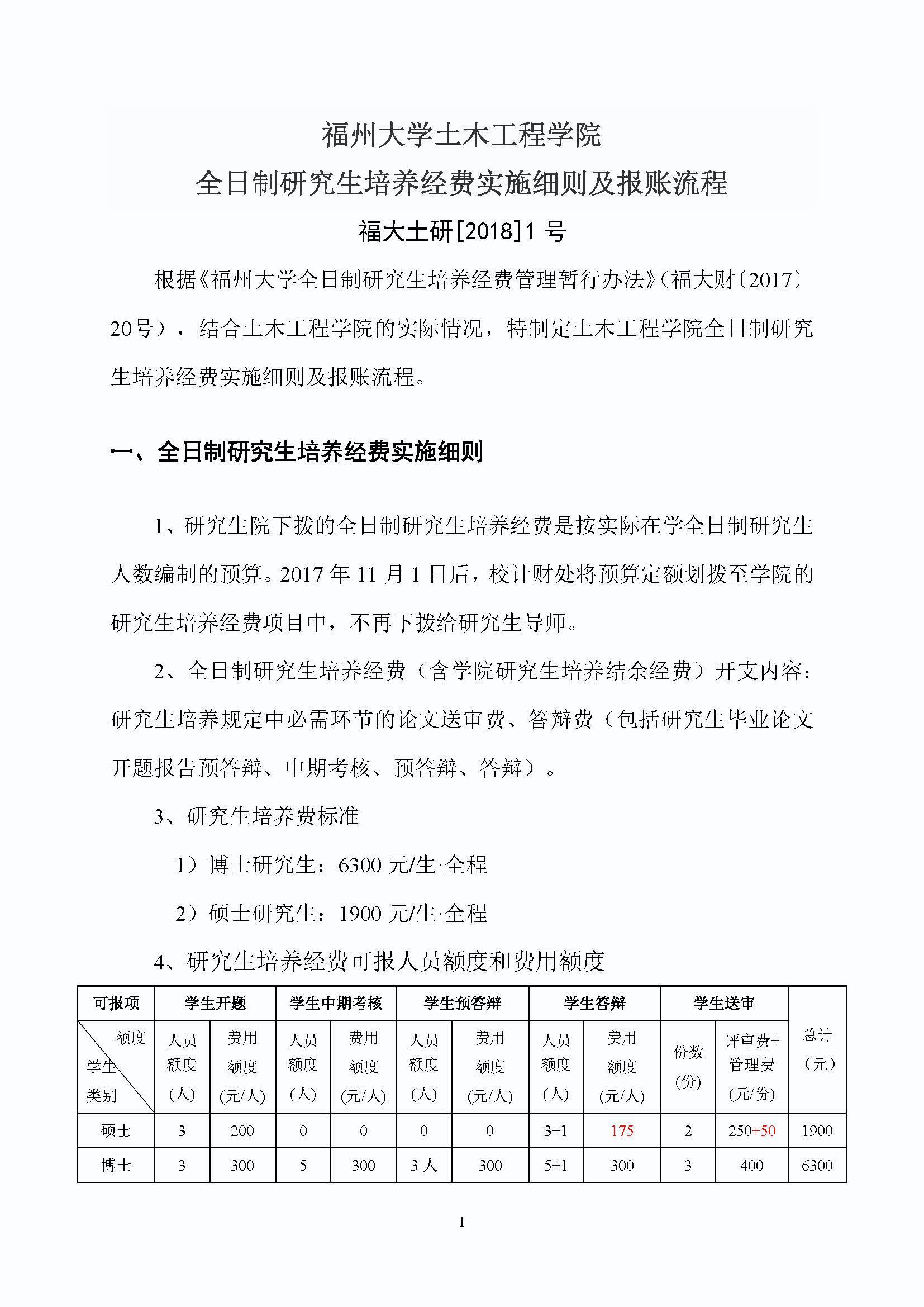 福大土研[2018] 1号—51吃瓜
全日制研究生培养经费实施细则及报账流程_页面_1